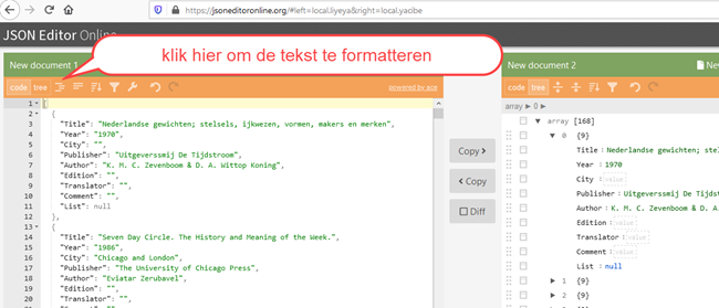 geformatteerde Book json